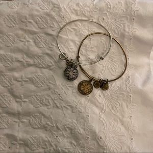 Alex and Ani silver and gold four leaf clover bracelets